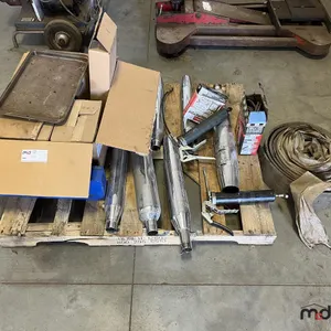 Assorted Harley Davidson Parts Tire Tread, (2) Hand Pump Grease Guns & Assorted Steel
 UNRESERVED
