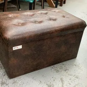 VINTAGE  STORAGE OTTOMAN W/ HINGED LID