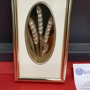 BERTING GLASS WHEAT DESIGN IN METAL SHADOW BOX