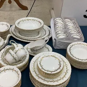 LARGE "FOLEY" BONE CHINA DISH SET - "ALEXANDER".  COMES WITH TOTE & STORAGE UNITS