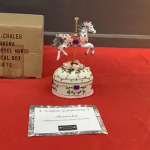 "PAINTED PONIES"  HANDPAINTED CAROUSEL HORSE MUSIC BOX  - "ALEXANDRA'