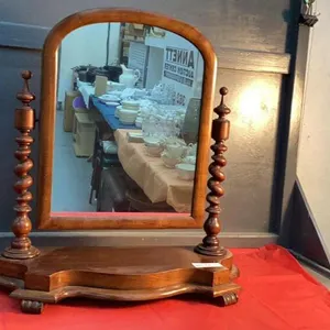 ANTIQUE SMALL DRESSER MIRROR W/ BARLEY TWIST ARMS