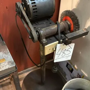 Electric wire wheel on shop-built stand
