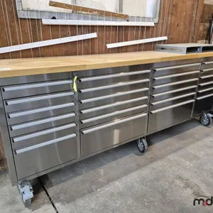 8' Wood Top Stainless Steel 24-Drawer Toolbox
 UNRESERVED
