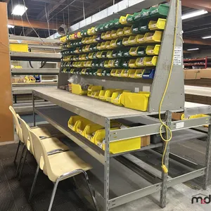 Work Bench w/ Bins and (3) Chairs 
 UNRESERVED