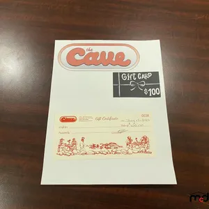 The Cave Gift Certificate Value $100
 UNRESERVED