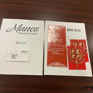 Mano's Restaurant & Lounge & Delight Cuisine Gift Certificates Value $100
 UNRESERVED