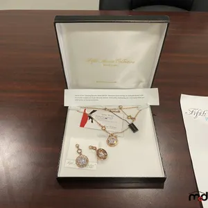 Fifth Avenue Collection (1) Cubic Zirconia Rose Gold Earring & Necklace Set Value $89
 UNRESERVED