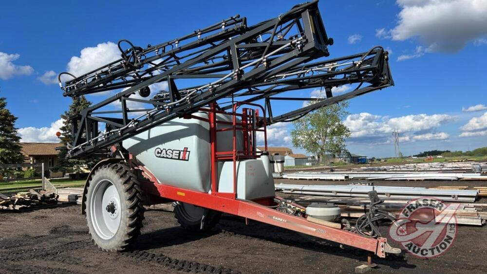 134' CaseIH SPX160 precision high clearance pt field sprayer, S/N XY8T041065, F144 **Manual and spare parts in shed**