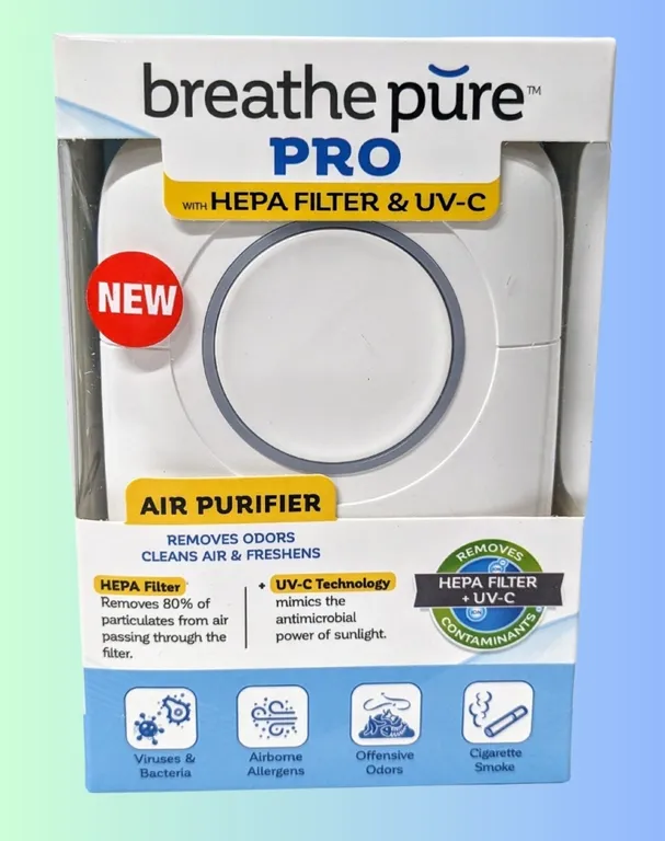 New BREATHE PURE PRO Portable PlugIn Air Purifier with Hepa Filter