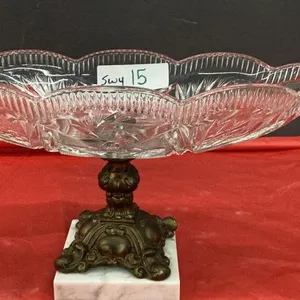 PINWHEEL CRYSTAL / BRASS SERVING BOWL