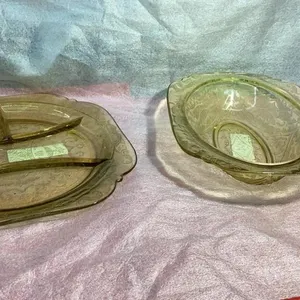2 PC. YELLOW DEPRESSION GLASS SERVING DISHES