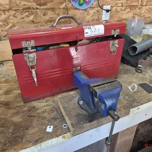 Toolbox w/ Assorted Tools & Bench Vice
 UNRESERVED