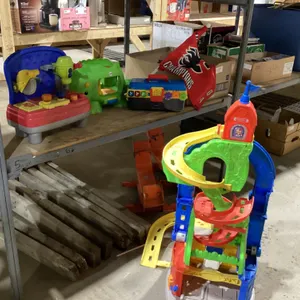 SHELF #5:  FISHER PRICE CAR RAMP, TOYS