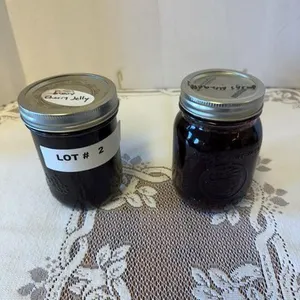 Evan’s cherry jelly and raspberry syrup