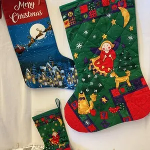 Three homemade Christmas stockings