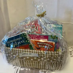 Christmas book and puzzle basket