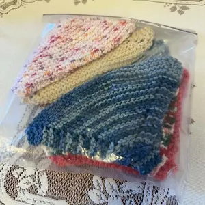 Six crocheted dish cloths