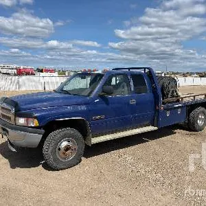 1998 Ram 3500 4x4 Extended Cab Power Tong Flatbed Truck
