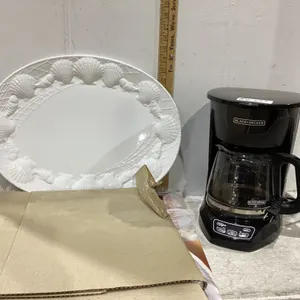 COFFEE MAKER & LARGE OVAL PLATTER