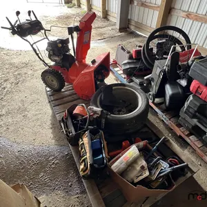 (2) Pallets of Tool Bags, Helly Hansen Work Boots, Tire on Rim, License Plates and Ariens Snow Blower
 UNRESERVED