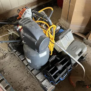 Pallet of Air Compressor, STIHL Trimmer, MasterCraft Welder, Lawn Mower and Assorted Tools
 UNRESERVED