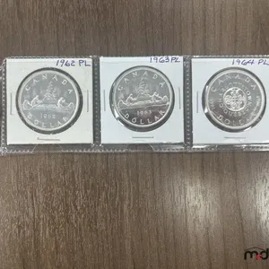 1962, 1963 & 1964 Canada Silver Proof Like 1 Dollar Coins
 UNRESERVED