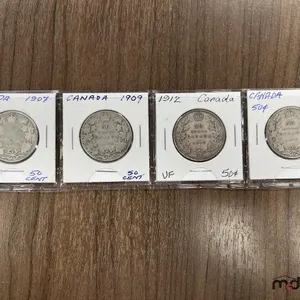 1907, 1909, 1912 & 1913 Canada Silver 50 Cent Coins
 UNRESERVED