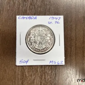 1947 Straight 7 Canada Silver 50 Cent Coin - Semi Key Date
 UNRESERVED