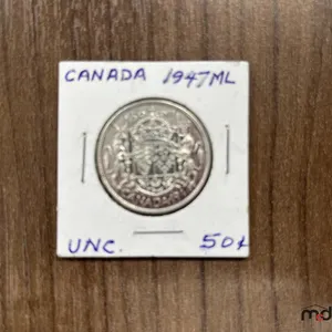 1947 Maple Leaf Canada Silver 50 Cent Coin - Semi Key Date
 UNRESERVED