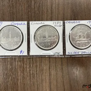 1939, 1939 2xHP & 1949 Canada Silver 1 Dollar Coins
 UNRESERVED