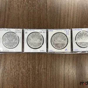 1965 SB P5, 1965 SB B5, 1965 LB B5 & 1965 MB P5 Canada Silver 1 Dollar Coins
 UNRESERVED