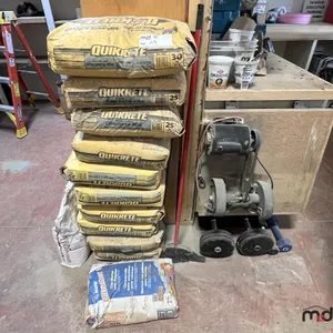 (10) Bags of Quikrete Concrete Mix, Mapei Tile Mortar & Side Mount Grinder
 UNRESERVED