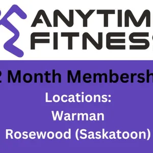 12 Month Basic  Membership from Anytime Fitness (Warman & Rosewood Locations ONLY) (Retail Value $830)
 UNRESERVED