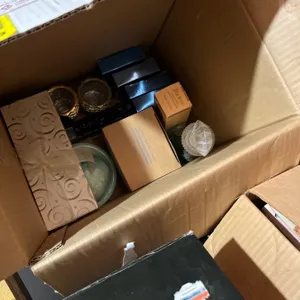 -AVON collection of Steins several small perfume bottles, large box of unopened, perfumes and soaps 