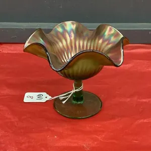 CARNIVAL GLASS FLUTED PEDESTAL CANDY DISH