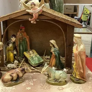 (13) PIECE NATIVITY SET - VINTAGE PLASTER