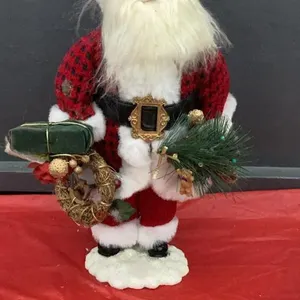 ANTIQUE PORCELAIN SANTA W/ PATTERN COAT & "KNITTED" HAT