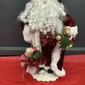 ANTIQUE PORCELAIN SANTA W/ BURGUNDY CAPE & HAT