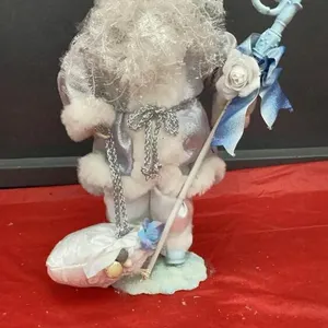 ANTIQUE PORCELAIN WHITE W/ BLUE SANTA