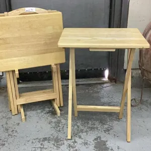 (4) WOOD TV TABLES ON RACK