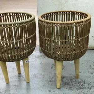 (2) RATTAN ROUND FERN PLANT HOLDERS