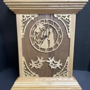 Handcrafted wooden wall/mantle clock. Made by