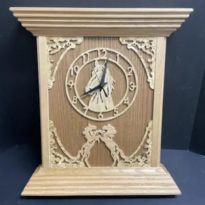 Handcrafted wooden wall/mantle clock. Made by