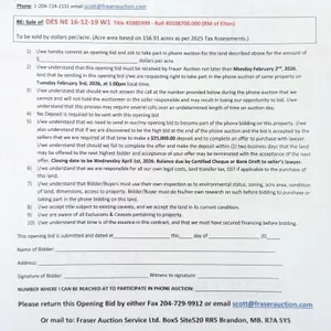 OPENING BID FORM