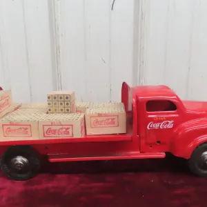 Lincoln Pressed Steel Coca-Cola Delivery Toy Truck, C. 1950s, W/ Wood Blocks, 15 1/2" Long