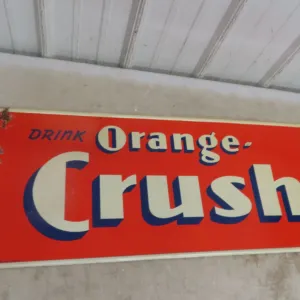 Orange Crush Metal Tin Sign by St Thomas, C. 1940, 15" x 39"