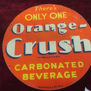 Orange Crush Embossed Metal Tin Sign, C. 1939, 15 1/2" Diameter
