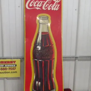 Drink Coca-Cola Vertical Metal Tin Sign, C. 1940s, St Thomas, 17" x 53"
