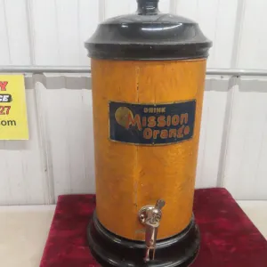 Vintage Drink Mission Orange Soda Fountain Syrup Dispenser by California Crushed Fruit Corp